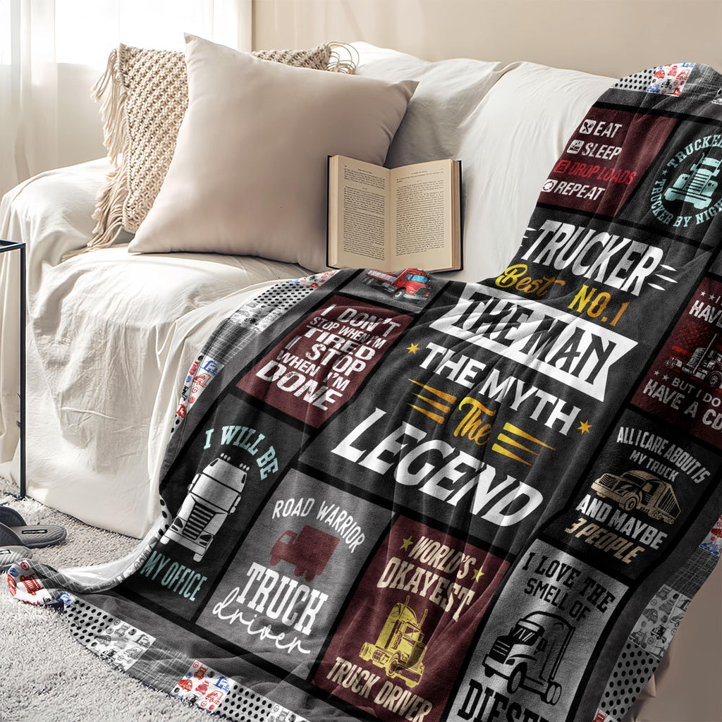 AIYUBOFUN Truck Driver/Trucker Gifts for Men Blanket 60" x 50", Truck Driver/Trucker Gifts, Gifts for Truck Drivers Men, Trucke Driver Appreciation Gifts