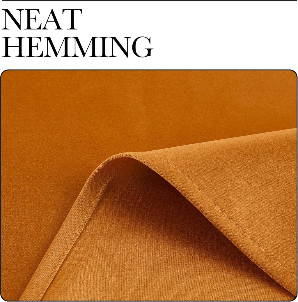 NICETOWN Room Darkening Cafe Curtains - Faux Silk Blackout Drapes for Small Windows | 42" x 84", Orange, 2 Panels
