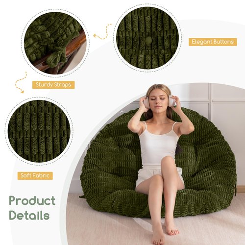 HIGOGOGO Papasan Chair Cushion with Thick Corduroy Cover (Without Chair), Supportive Cushion, Caput Mortuum, 48 x 48 Inch
