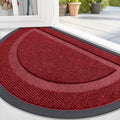 OLANLY Half Circle Door Mat - Waterproof All-Season Indoor/Outdoor Welcome Mat, 36x24, Wine Red