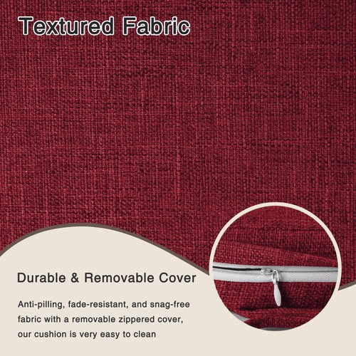 OVOV 14x14 Chair Cushions for Metal Dining Chairs Set of 4 Non Slip Thick Textured Chair Pads for Dining Chairs with Ties and Removable Cover (4, Red)