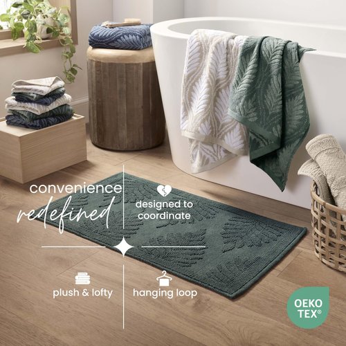 Martex Restore Fern Ogee Bath Towel – Soft, Absorbent, Moisture-Wicking and Quick to Dry – Lightweight for Everyday Use – Comfortable Feel with Convenient Loop for Hanging – 30" x 56" – Jade