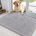 OLANLY Dog Door Mat - Absorbent Non-Slip Chenille Mat for Muddy Paws | 36x24 Light Grey Indoor Carpet