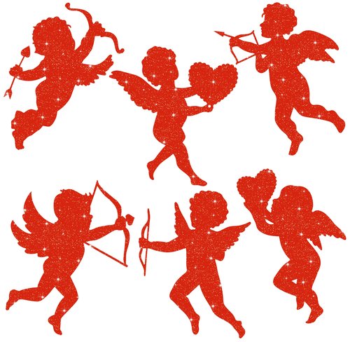 Gift Boutique 24 Pack Valentine Red Glitter Cupid Cutouts 11 Inch Large Cardboard Cut Outs Wedding Classroom Window DIY Craft Party Supply Decorations