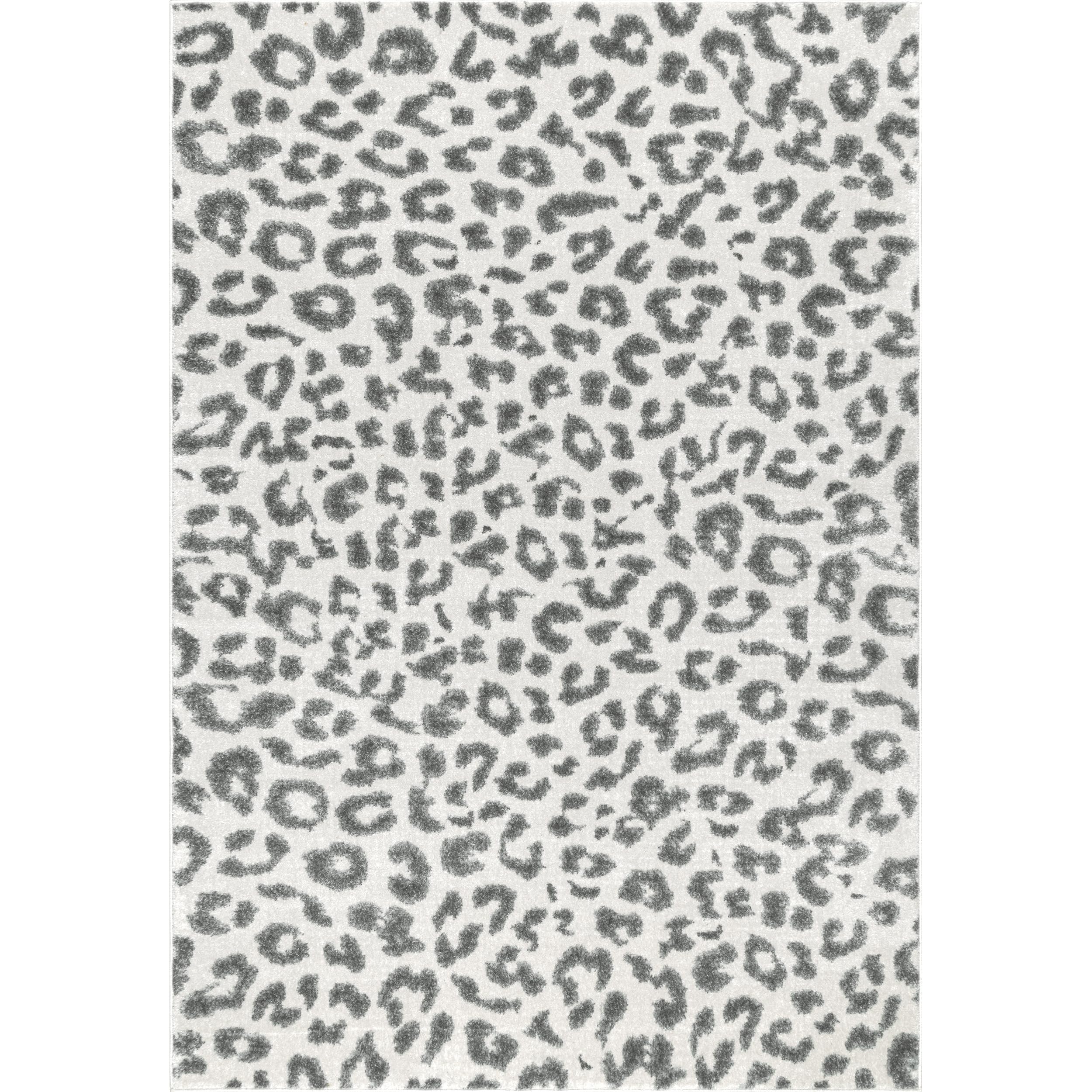 Nuloom Annette Grey/Off-White, 6'7" x 9', Leopard Print, Soft and Cozy, High Traffic, Stain Resistant, Easy Clean, Durable Area Rug for Bedroom, Living Room, Dining Space, Den, Foyer, Entryway