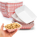 Heavy Duty, Greaseproof 1 Lb Paper Food Trays 100 Pk. Recyclable, Coated Mini Paperboard Baskets. Ideal Tray for Festival, Carnival and Concession Stand Treats Like Fries, Ice Cream and Onion Rings