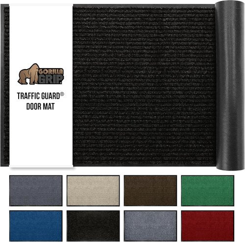 GORILLA GRIP Waterproof Door Mat - Heavy Duty Entryway Rug for Home & Office | 29x17, Black