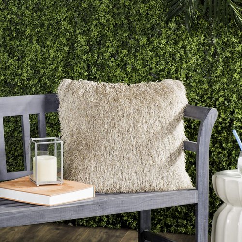 SAFAVIEH Pillow Collection Shag Modish 20" Throw, Metallic Bronze