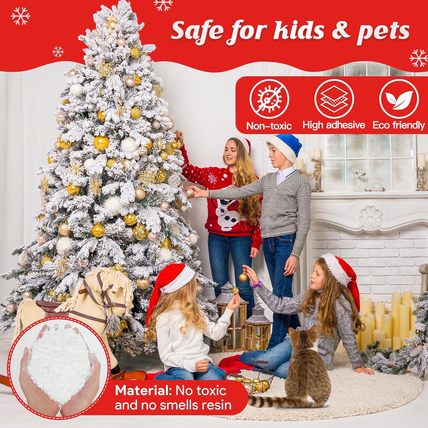 QZYL Christmas Tree Flocking Powder - 5LBS Self-Adhesive Snow for Holiday Decor | White Snow Flock