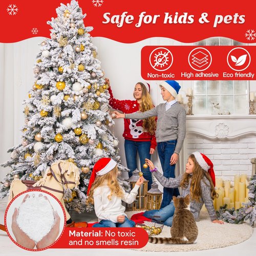 QZYL Snow Flocking Powder, 4 lbs Self-Adhesive Snow Flock for Christmas Tree, Fake Snow Bond Flock for Artificial Tree Wreath Garland Crafts