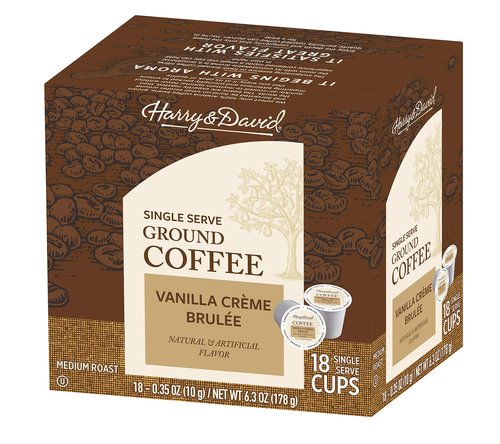Harry & David Single Serve Ground Coffee Vanilla Creme Brûlée , One Box of 18 Servings