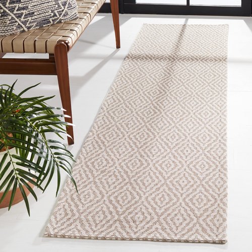 Martha Stewart x SAFAVIEH Area Rug Collection - 2' x 8' Runner, Taupe & Cream, Cotton, Ideal for Living Room, Bedroom, Foyer, Hallway (MSR484E)