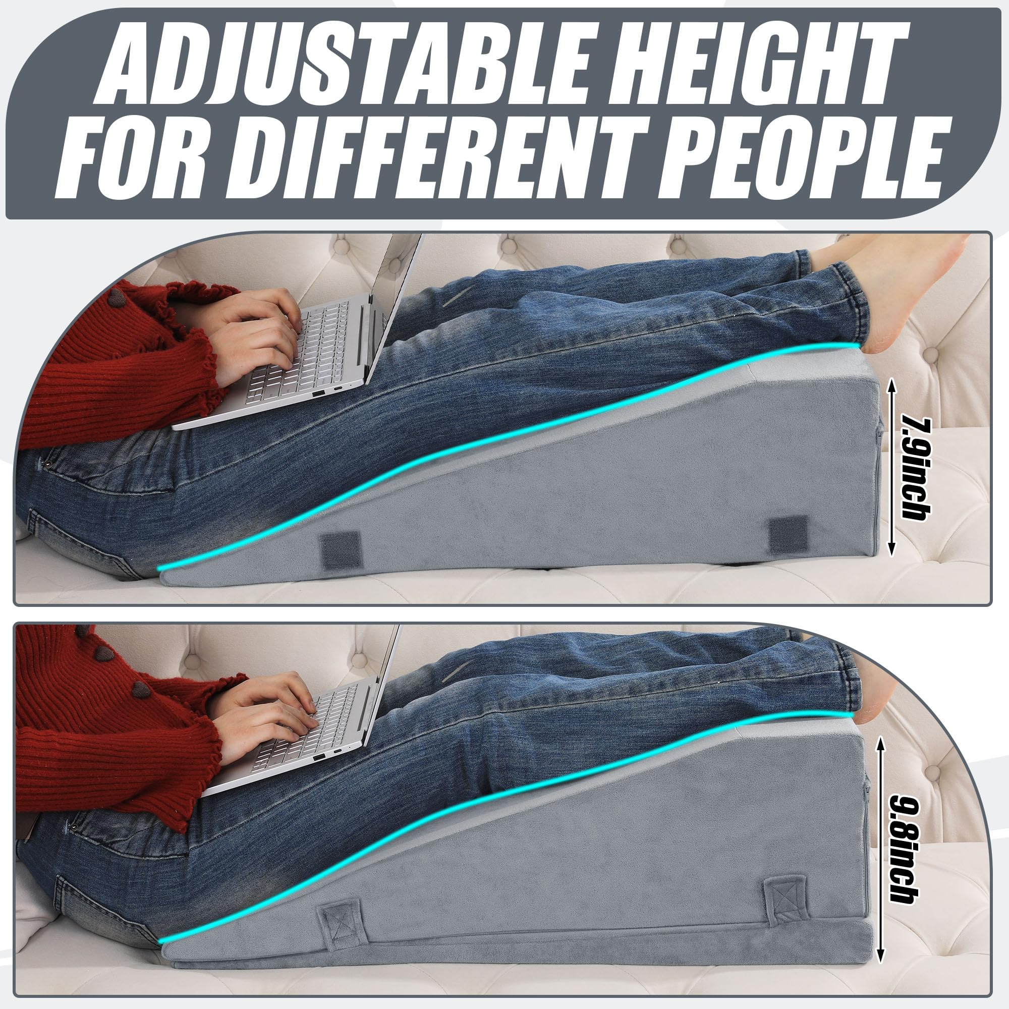 ROYALAY Leg Elevation Pillows for After Surgery, Adjustable Height Knee Surgery Recovery Equipment, Knee Replacement Recovery Aids for Hip Ankle Pain Relief Patent Pending, Single Leg