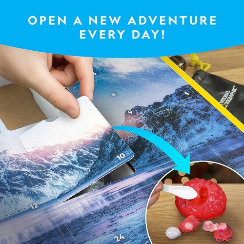 National Geographic 2026 Science Kit - Jumbo Advent Calendar with 24 Days of STEM Experiments & Gemstones for Kids Ages 8-12