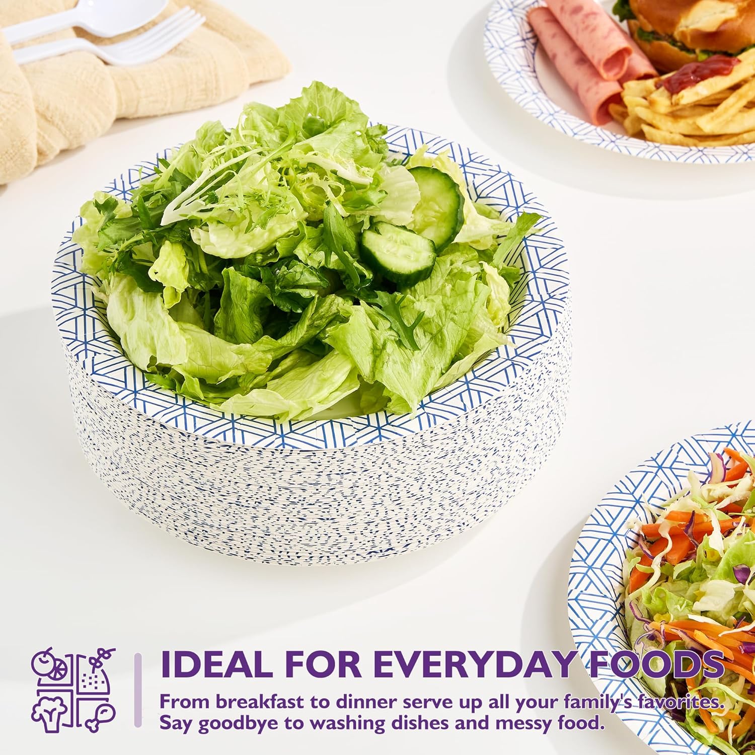 Regine Switzerland Disposable Paper Plates - Heavy Duty, Soak Proof, 8.5 Inch, 300 Count for Parties & Picnics