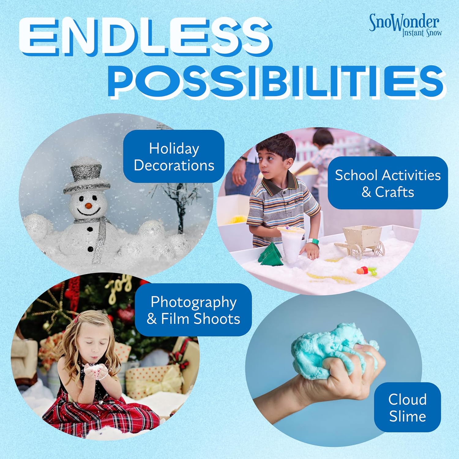 SnoWonder Instant Snow | Create 36 Gallons of Realistic Fake Snow for Fun Activities