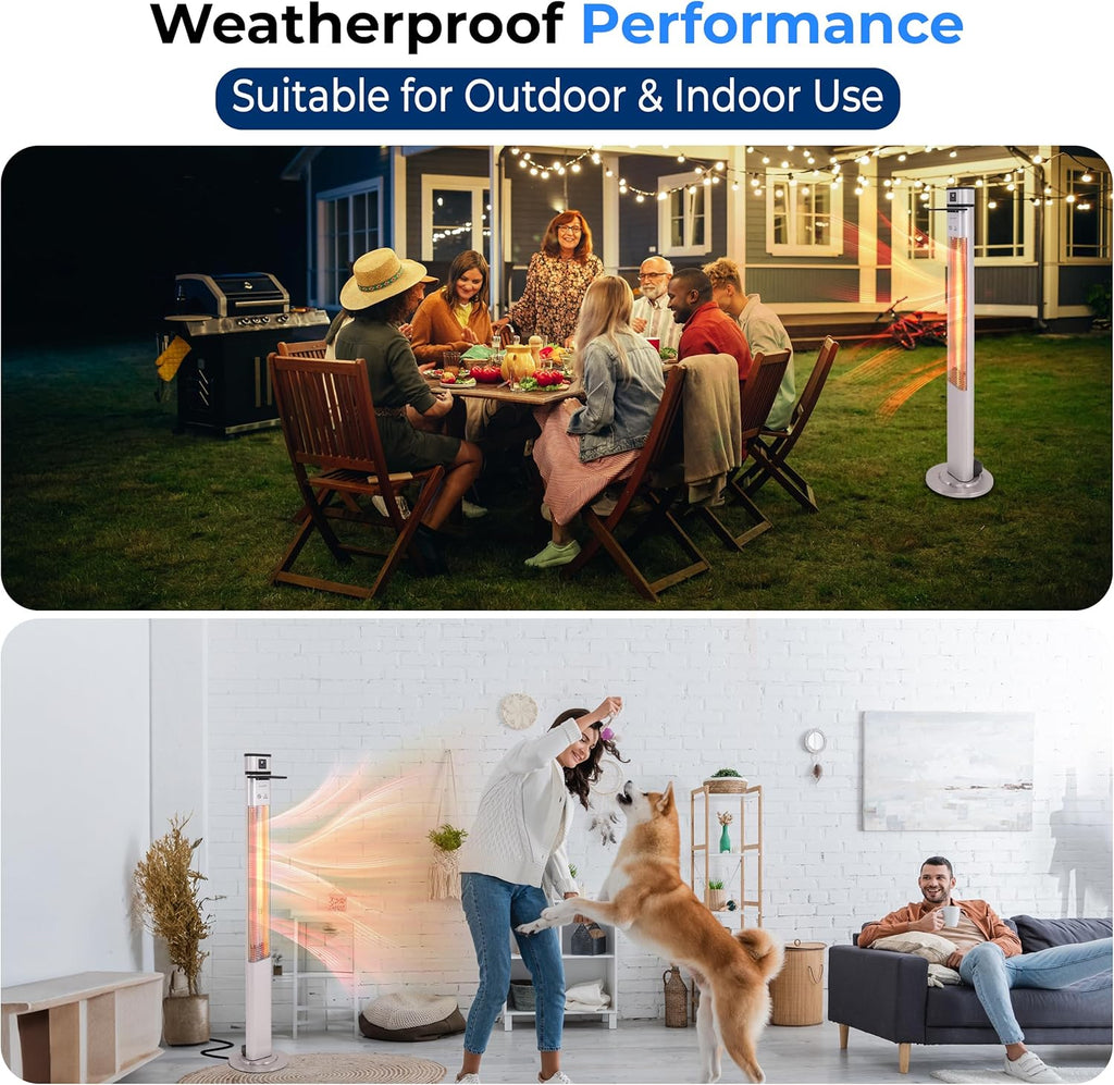 SereneLife Infrared Patio Heater - 1500W Electric Indoor/Outdoor Heater with Remote Control | Portable Silver Design for Patios, Backyards, and Garages