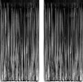 GREATRIL Black Fringe Backdrop - Stunning Outdoor Holiday Streamers | 3.2ft x 8.2ft, 2 Packs