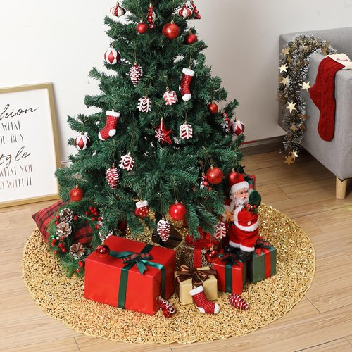 Mr. Pen- Christmas Tree Skirt, 48 inch, Gold Christmas Tree Skirt Gold