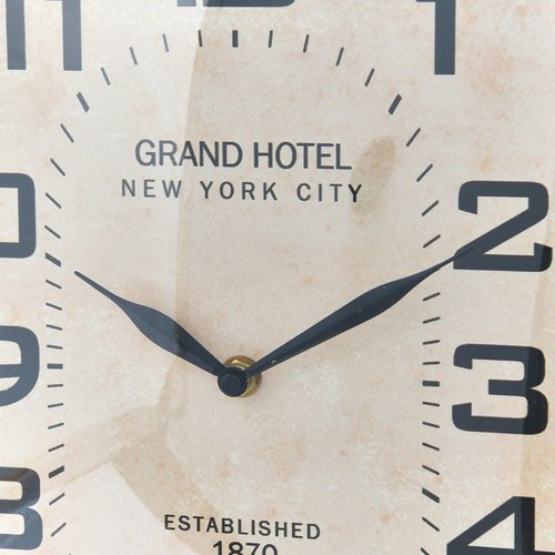 Creative Co-Op Metal Rectangle Hanging Clock with Handle Decoration on Top