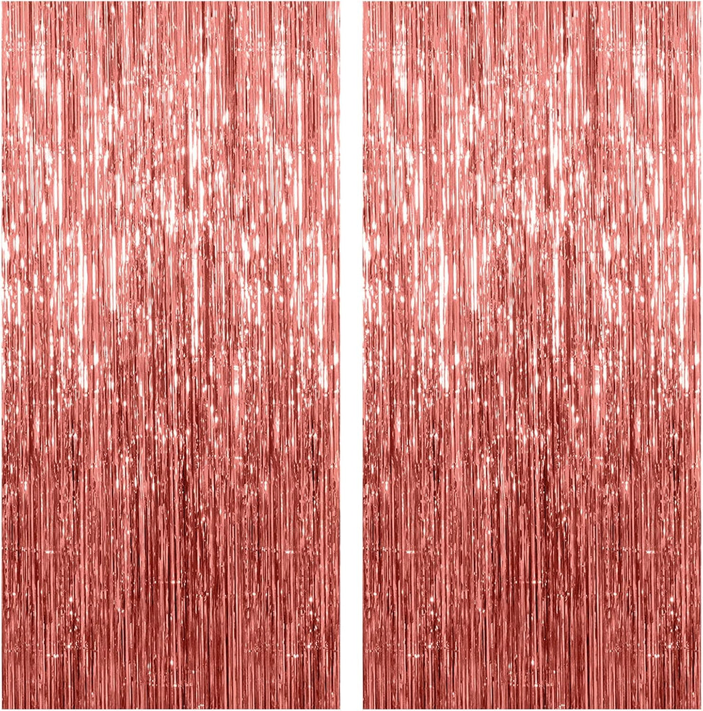 Regine Switzerland Rose Gold Backdrop - 2 Pack Foil Curtains for Birthday & Bachelorette Party Decor
