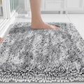 Yimobra Chenille Bathroom Rug - Extra Thick, Soft & Absorbent | Machine Washable, 24x17, Light Grey