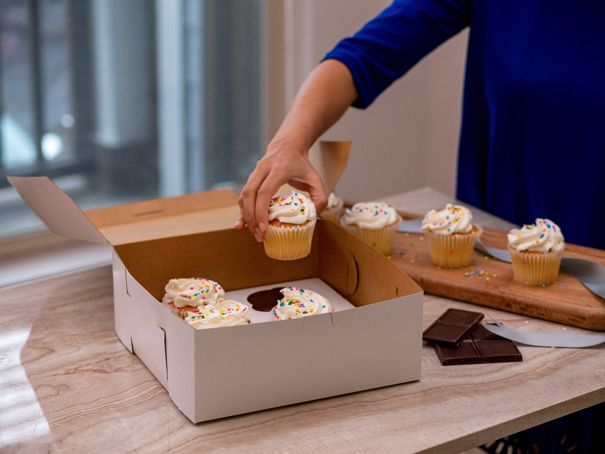 SCT White One-Piece Non-Window Bakery Boxes, 5.5 x 5.5 x 4, White, Paper, 250/Carton