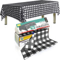 Smarty Kiddo Checkered Table Cloth Plastic Disposable Tablecloth Roll 54in X 100ft with Built in Cutter Box, Table Cover for Party, Picnic, Events Tablecloths