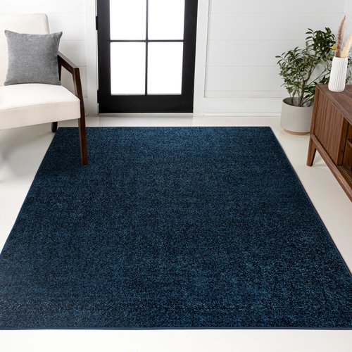JONATHAN Y Haze Solid Low-Pile Navy Indoor Area Rug 8x10, Coastal,Bohemian,Minimalist,Classic, Easy-Cleaning for Living Room,Bedroom,Kitchen,Pet Friendly,Non-Shedding (SEU100C-8)