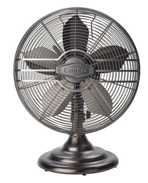 Lasko Oscillating Table Top Fan, Portable, 3 Quiet Speeds, for Bedroom, Kitchen and Office, 17", Bronze, R12210