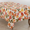 SARO LIFESTYLE L'automne Collection Embroidered Autumn Leaves Tablecloth, 65"x140", Multi