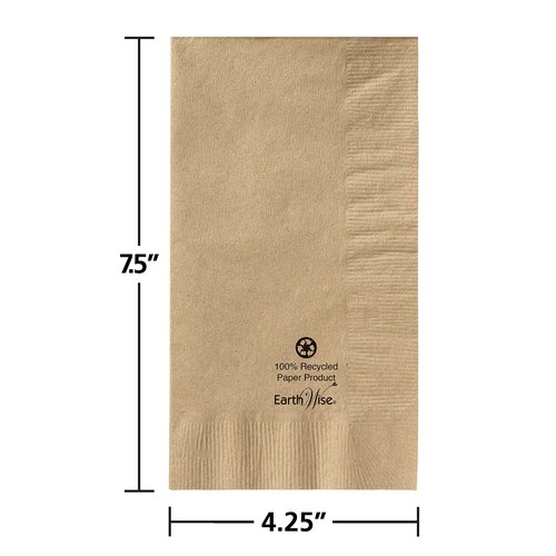 Hoffmaster 180430 Earth Wise Kraft Dinner Napkin, 2 Ply, 1/8 Fold, 17" Length x 15" Width, Natural (Packs of 1000)