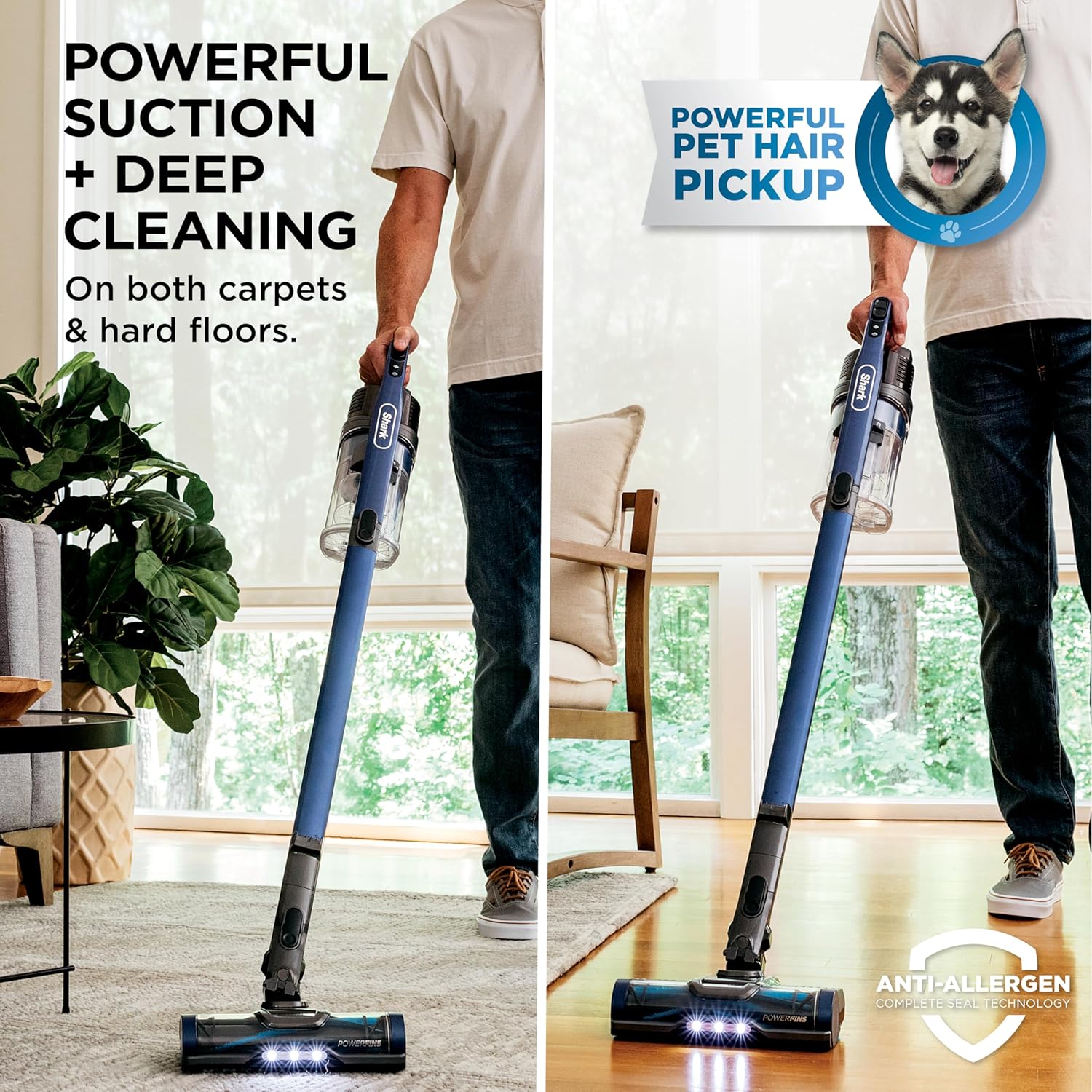 Shark Cordless Vacuum Cleaner - Lightweight & Portable with HEPA Filter | 50-Min Runtime, Blue
