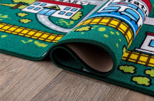 Rugshop Kids Educational Learning City Life Road Non Skid (Non Slip) Area Rug 3'3" x 4'7" Green