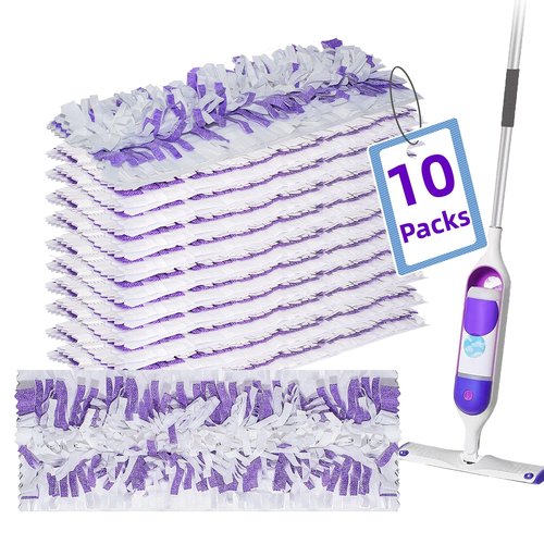 Disposable Mopping Pad Refills for Swiffer PowerMop Multi-Surface Mop and S.wiffer PowerMop Wood Mop, Spray Clean Pads Replacement (Purple -10)