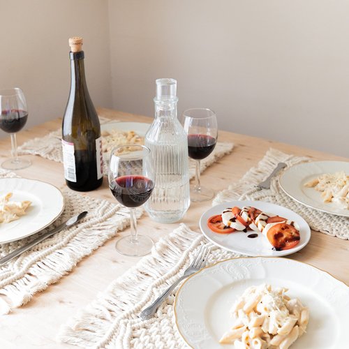 SnugLife Macrame Placemats Set of 8 - Handmade Cotton Woven Boho Placemats - Modern Farmhouse Fringe Placemats for Dining Table, Kitchen, Bohemian Wedding Décor, Rustic Natural Off White, 12”x20”