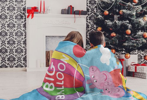 Northwest Peppa Pig Micro Raschel Throw Blanket, 46" x 60", Big Balloon
