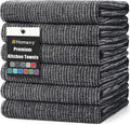 Homaxy Premium Kitchen Towels - Highly Absorbent Cotton Dish Towels (18”x28”, 6 Pack) | Black