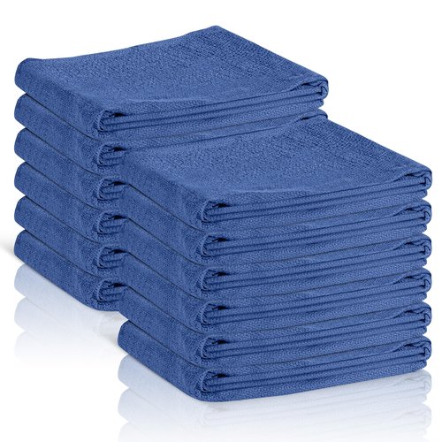 Surgical Towels for Cleaning Huck Towels 12 Pack 100% Cotton Size 15x25 Blue Cleaning Rags for Kitchen, Bar, Home, Windows, Industrial Shop, Glass Super Absorbent Lint Free Commercial Grade