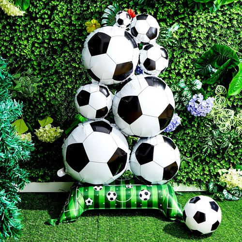 Soulchen 2 Pcs 5 ft Giant Self Standing Soccer Foil Balloons for Birthday Sports Themed Party Decoration Supplies (Soccer)