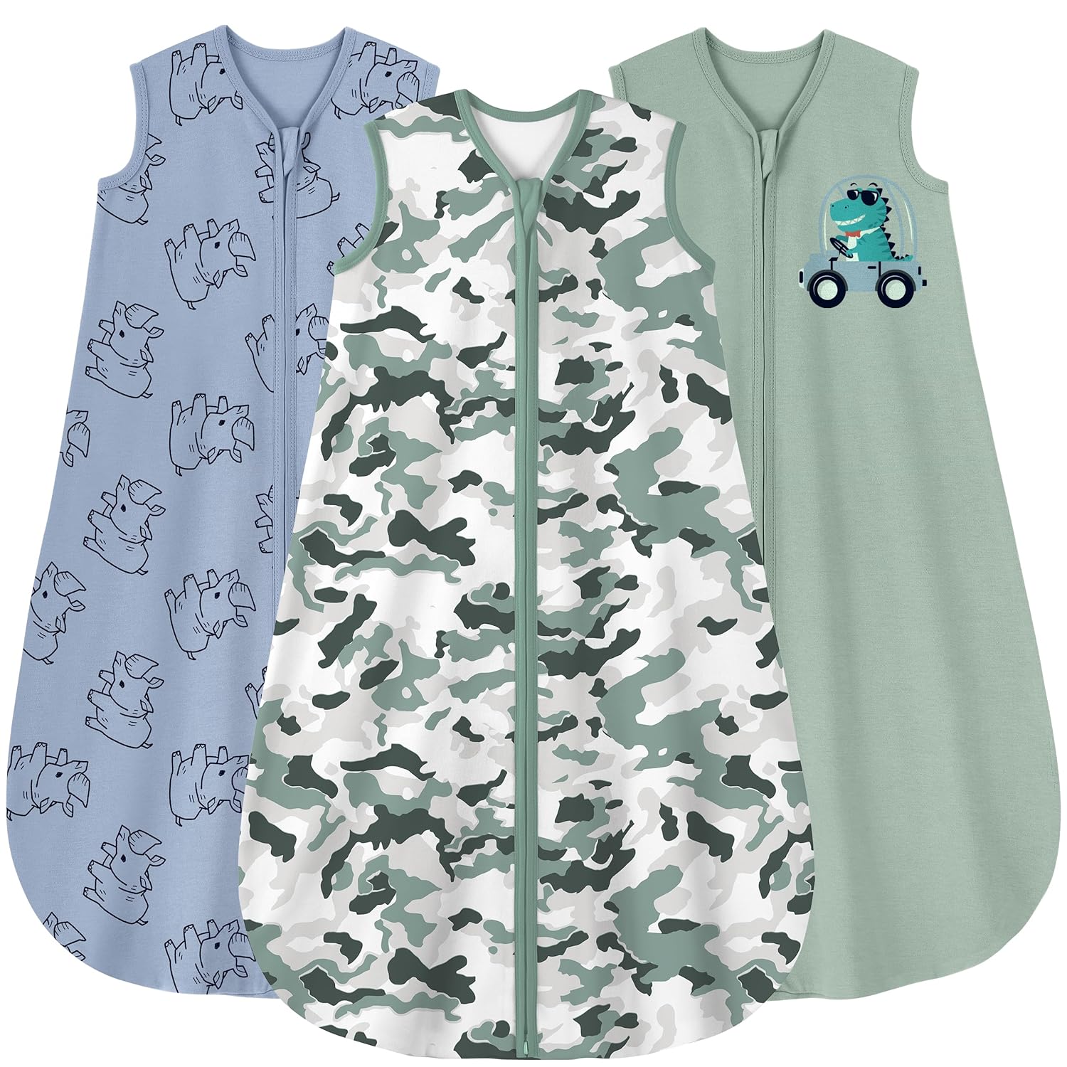 Yoofoss Baby Sleep Sack | 100% Organic Cotton Wearable Blanket for 0-6 Months | 2-Way Zipper, 3 Pack