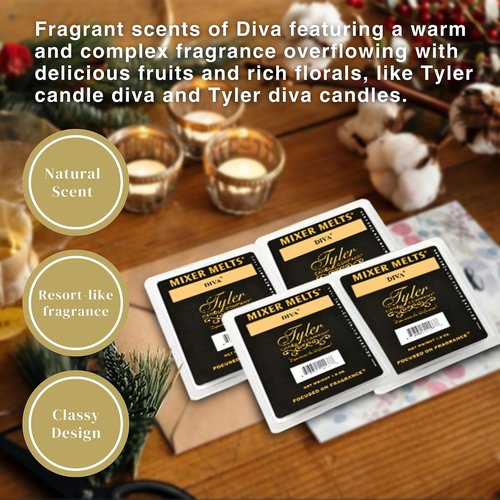 Worldwide Nutrition Bundle: Tyler Candle Company Diva Scent Wax Melts - Soy Wax Tyler Diva Wax Melts Scented Mixer Melts for Wax Warmer - Pack of 4, 6 Bars per Melt and Multi-Purpose Key Chain