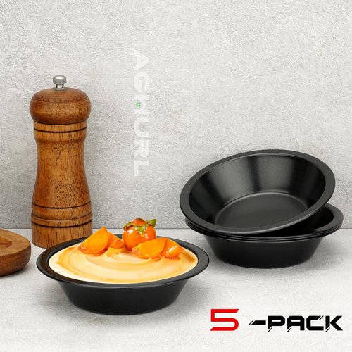 5 inch Mini Pie Pan, 5 Pack Nonstick Small Round Cake Bread and Meat Pie Tins for Oven and Instant Pot Baking