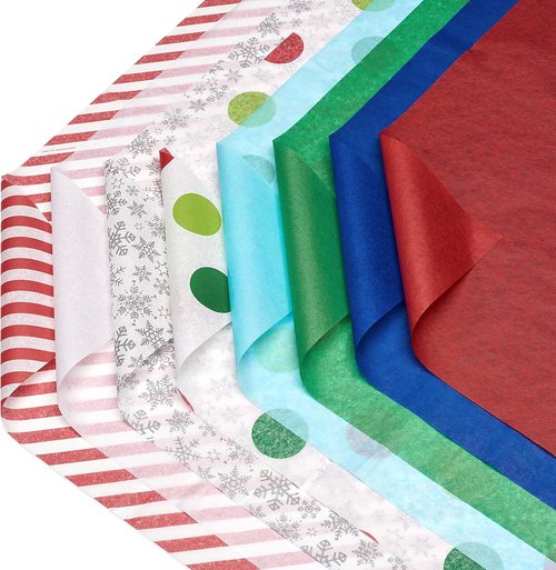 American Greetings Bulk Christmas Tissue Paper - 200 Sheets in Candy Cane Stripes & Polka Dots | Perfect for Gifts & Crafts (20" x 20")