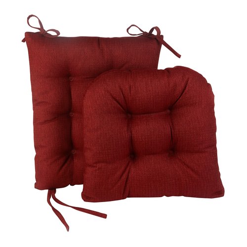 Klear Vu Omega Non-Slip Rocking Chair Cushion Set with Thick Padding and Tufted Design, Includes Seat Pad & Back Pillow with Ties for Living Room Rocker, 17x17 Inches, 4 Piece Set, Flame Red