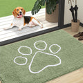 OLANLY Dog Door Mat - Absorbent Muddy Paws Doormat | Non-Slip Chenille, 47x32, Sage Green