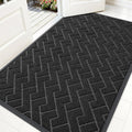 OLANLY Indoor Outdoor Front Door Mat - Waterproof All-Season Herringbone Doormat | Easy Clean, Black (59x35)