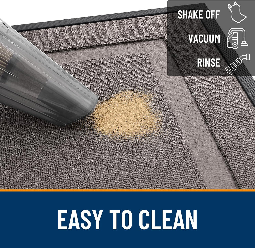 OLANLY Waterproof Front Door Mat - All-Season Natural Rubber Doormat, Easy Clean, 35x23, Taupe