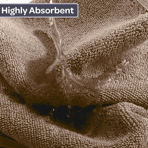 Lavish Home 6 Piece Bathroom Towels Set - 625GSM 100% Cotton Bathroom Essentials with 2 Absorbent Wash Cloths, 2 Hand Cloths, and 2 Bath Towel for Shower, Gym, Dorm and Spa (Taupe)