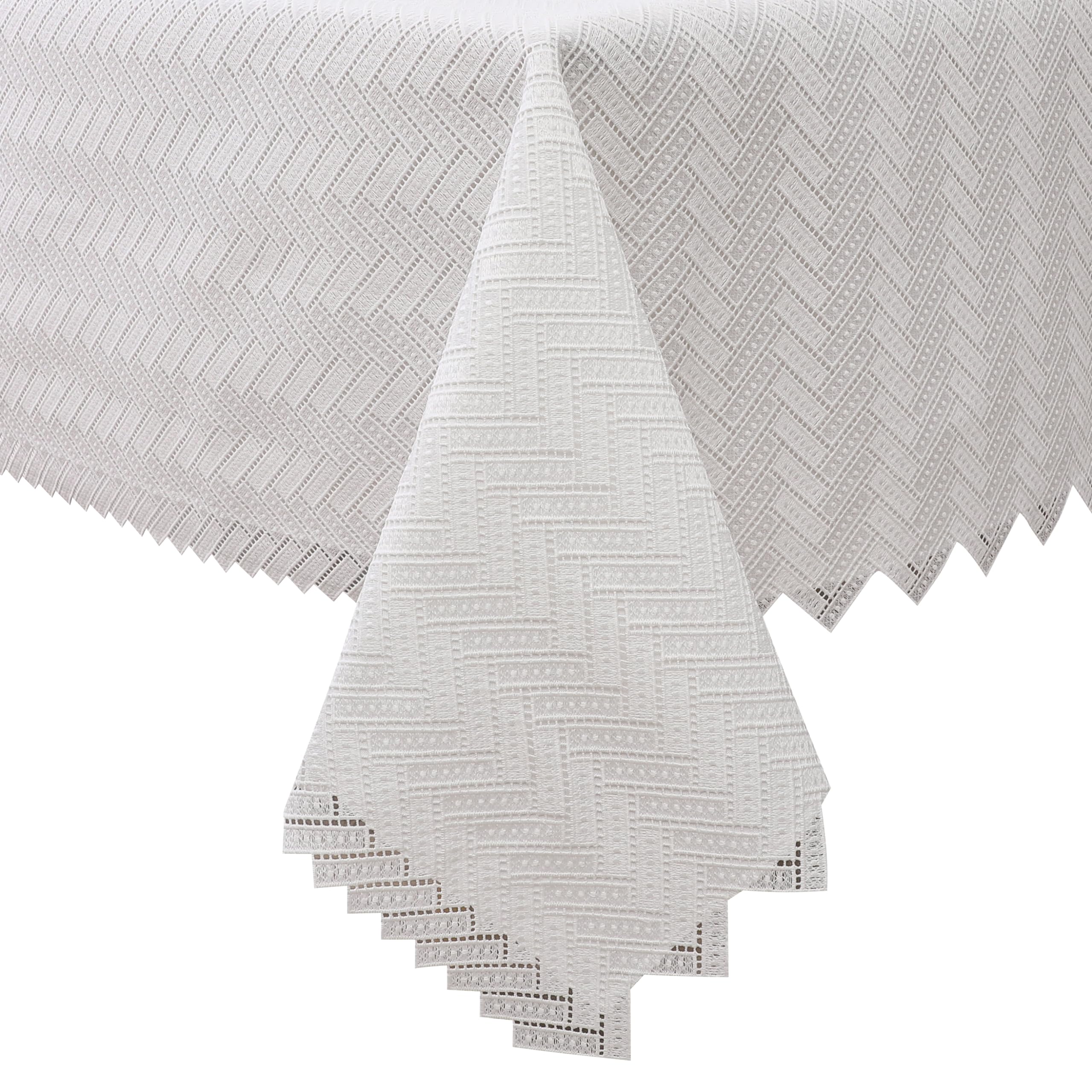 Majestic Giftware Polyester Tablecloths for Rectangle Tables - TC1728UL | (60/90) Lace Zig Zag Chevron - Unlined Design Dining Table Cover | Decorative Washable Tablecloth for Home & Kitchen